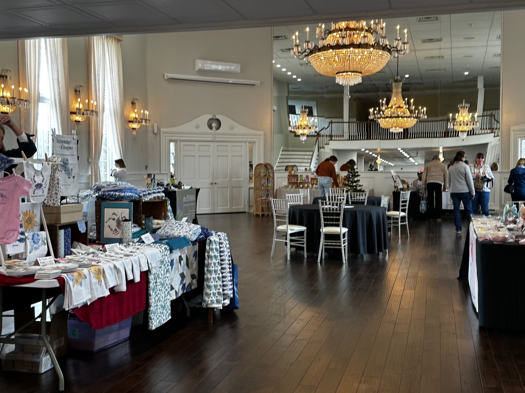 A sewing retreat workroom at White Eagle Resort with lake views