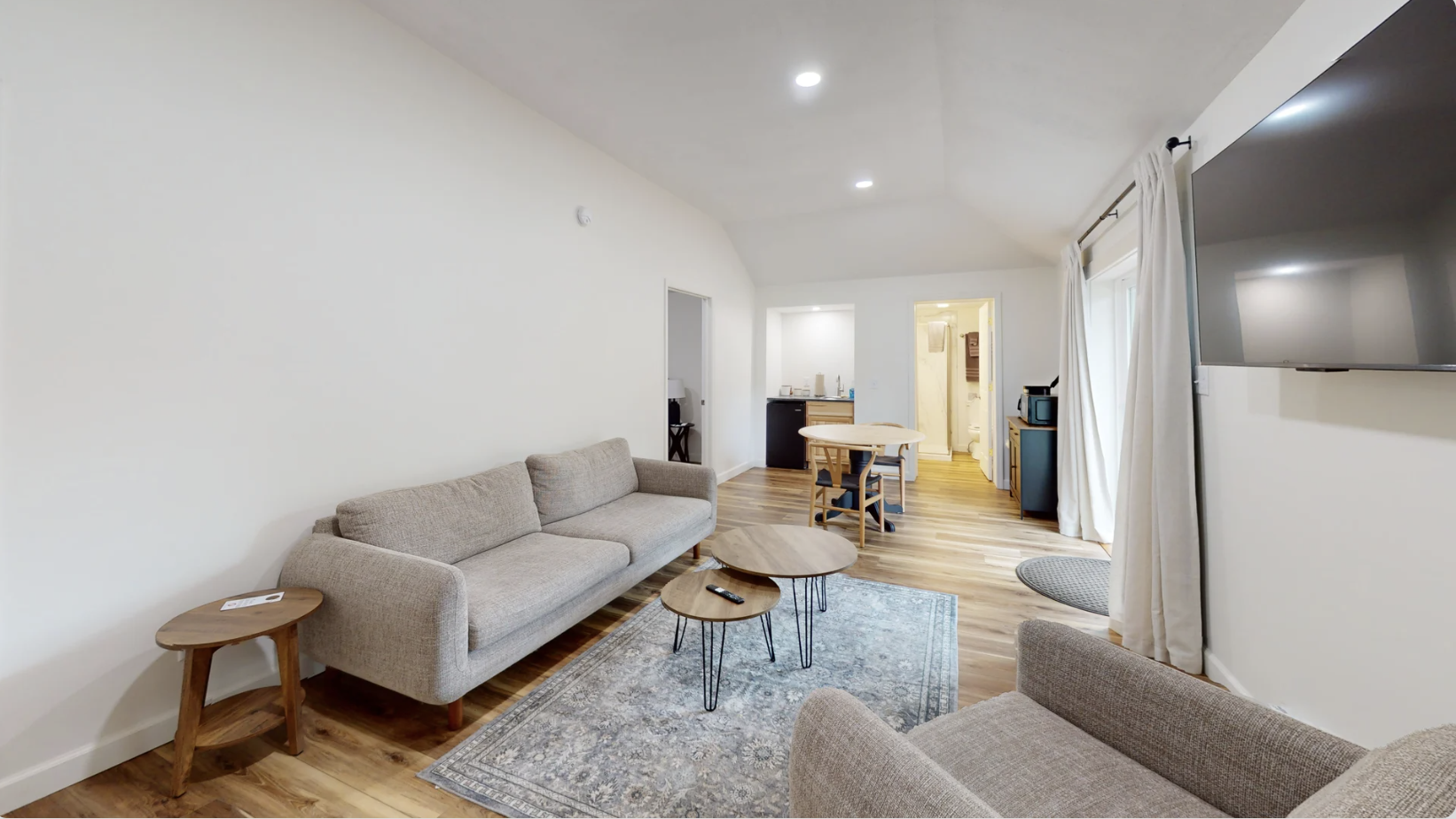A guest cabin living room at The Grove