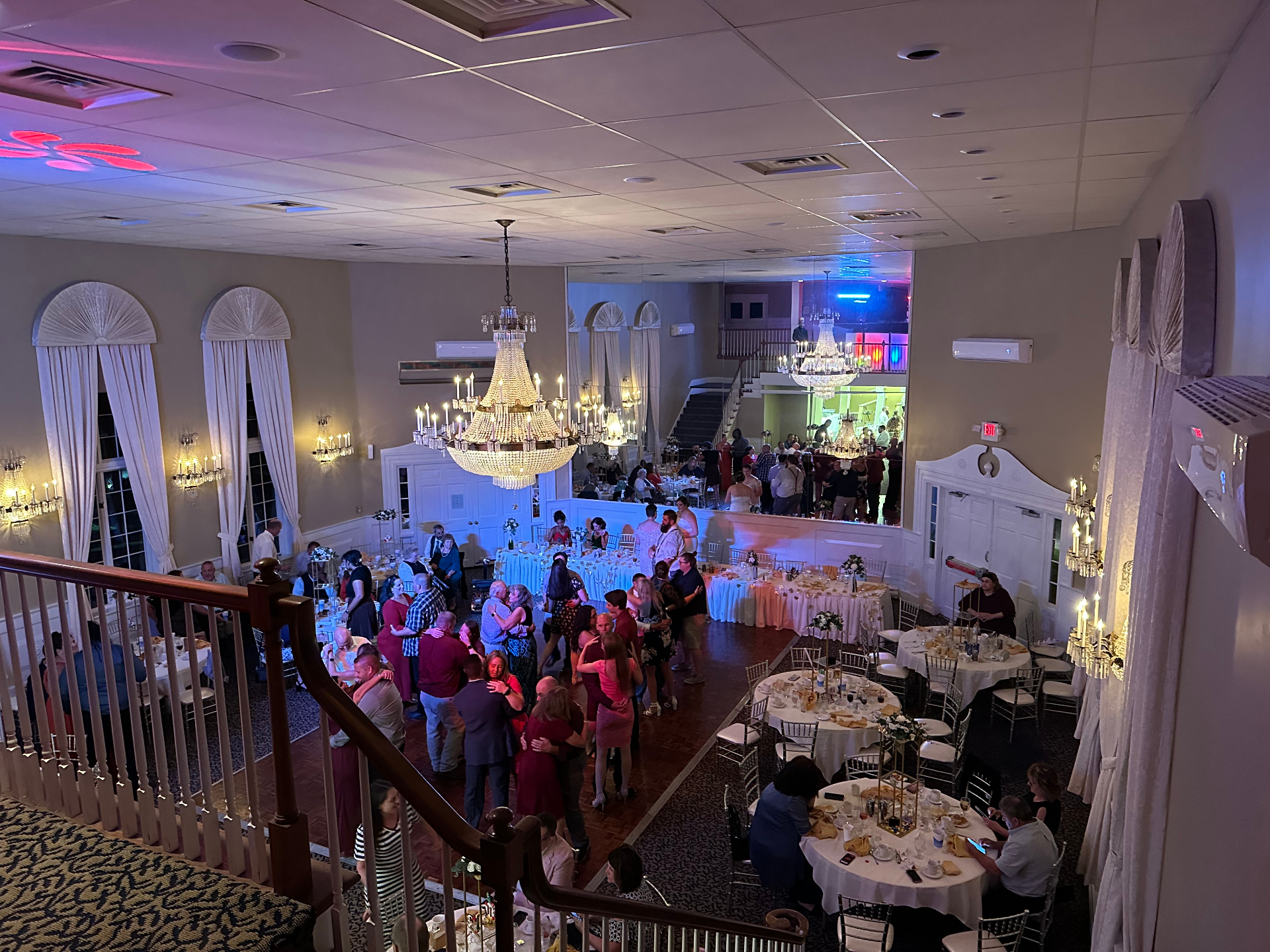 The Chandelier Room at The Appley set for a wedding reception